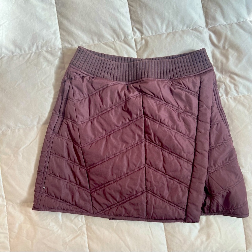 Prana Diva Wrap skirt in wedged Wood, fleece insulated, S